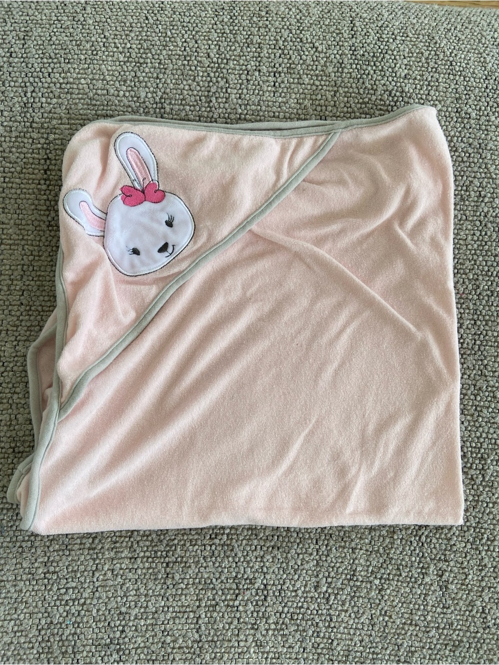 3/$10 Baby Hooded Blanket with Bunny Applique - Light Pink